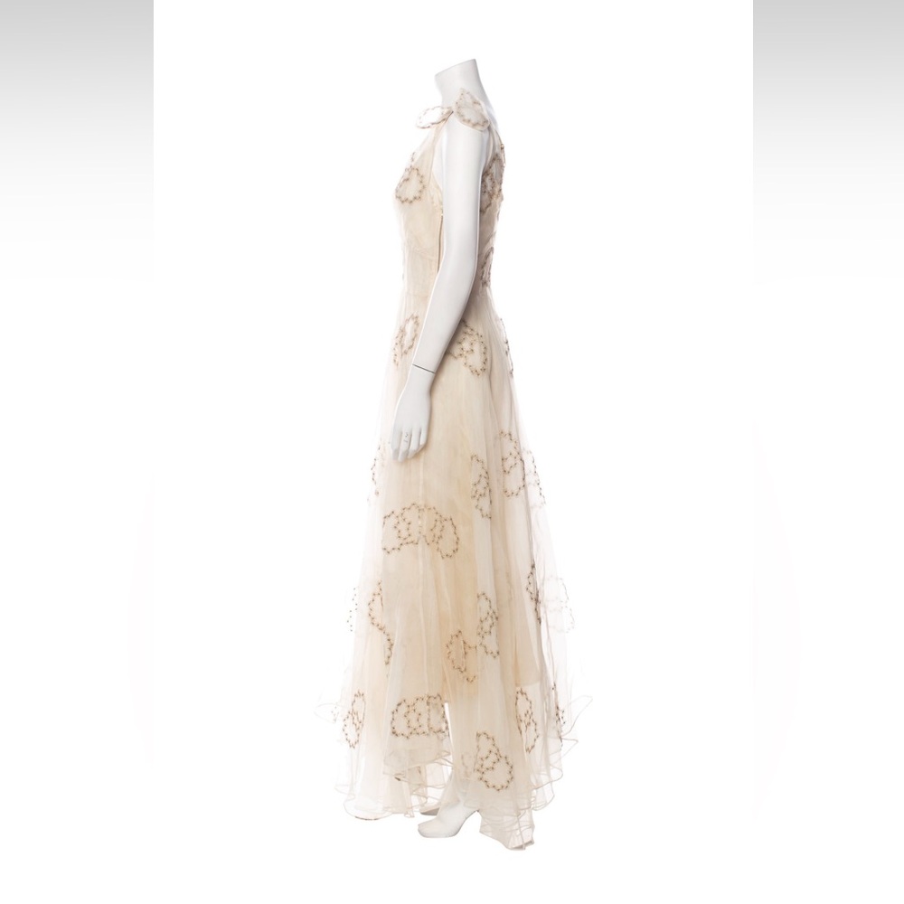$1495 LoveShackFancy Bloom Embellished Silk Gown